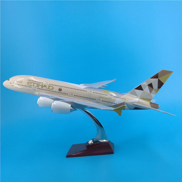 45cm 아테하드 항공 A380 채색화기 모형 제작 기념품 소장