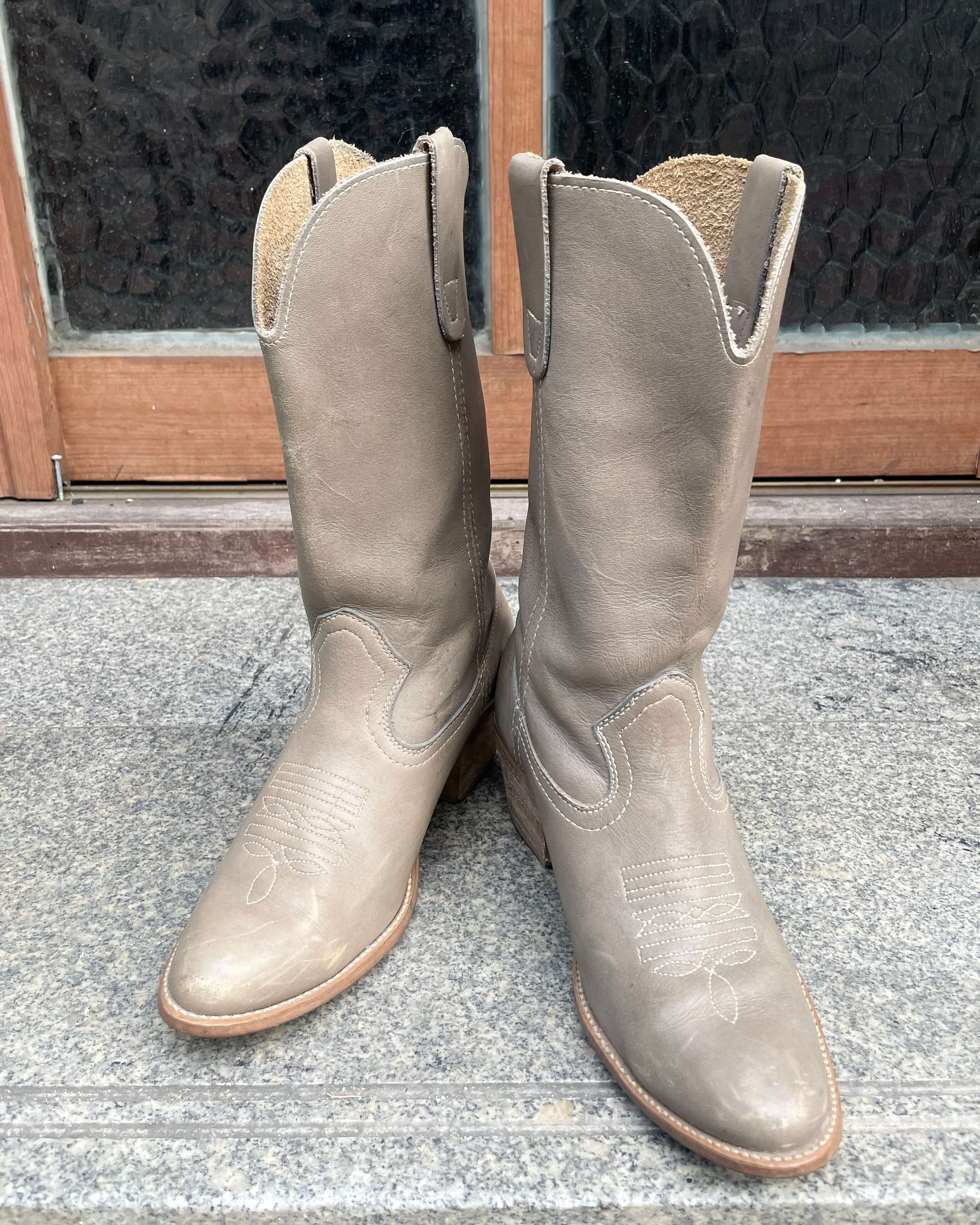 80&#039;s Landis Soft Leather Grey Western Boots
