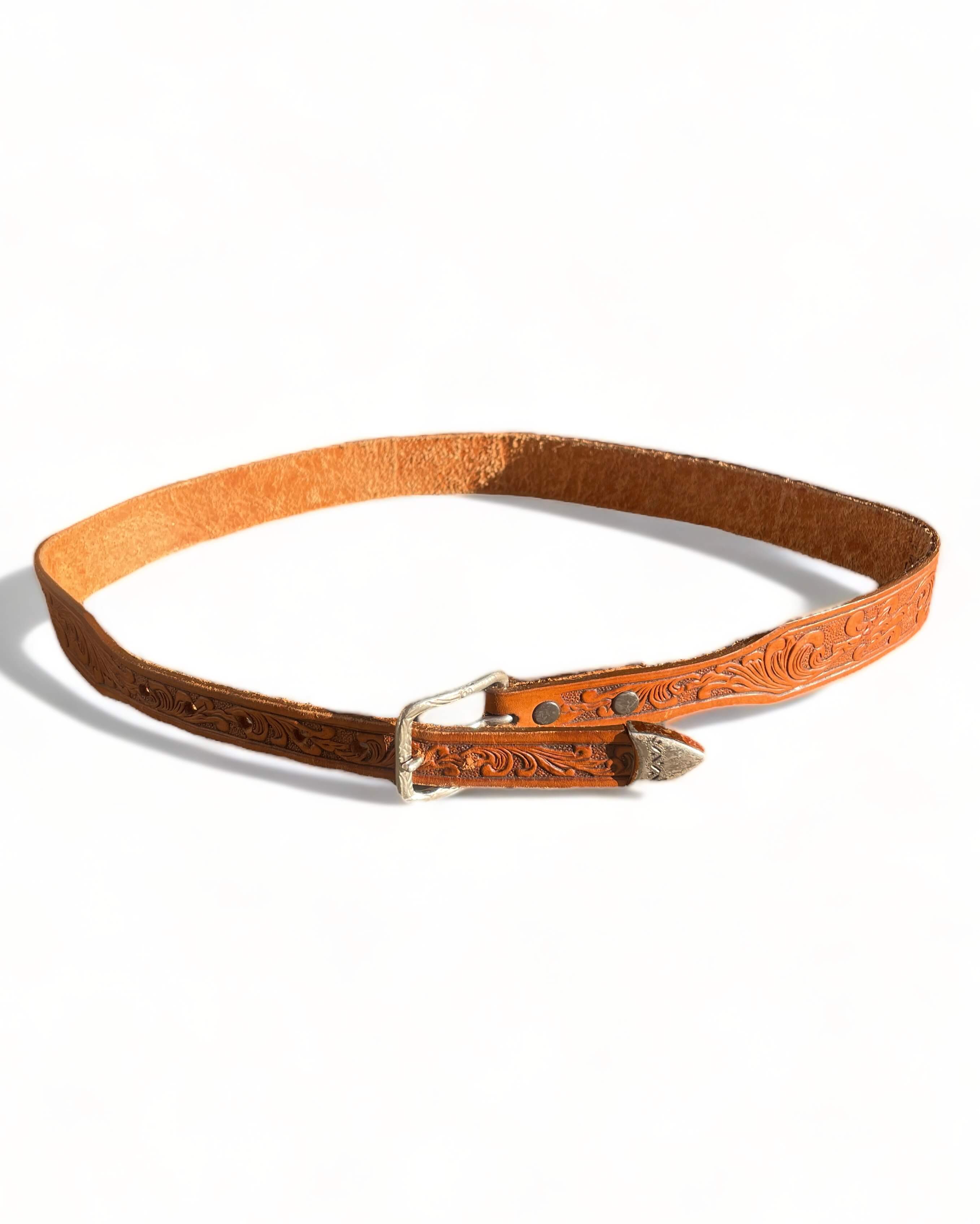 90&#039;s Justin Floral Western Leather Belt