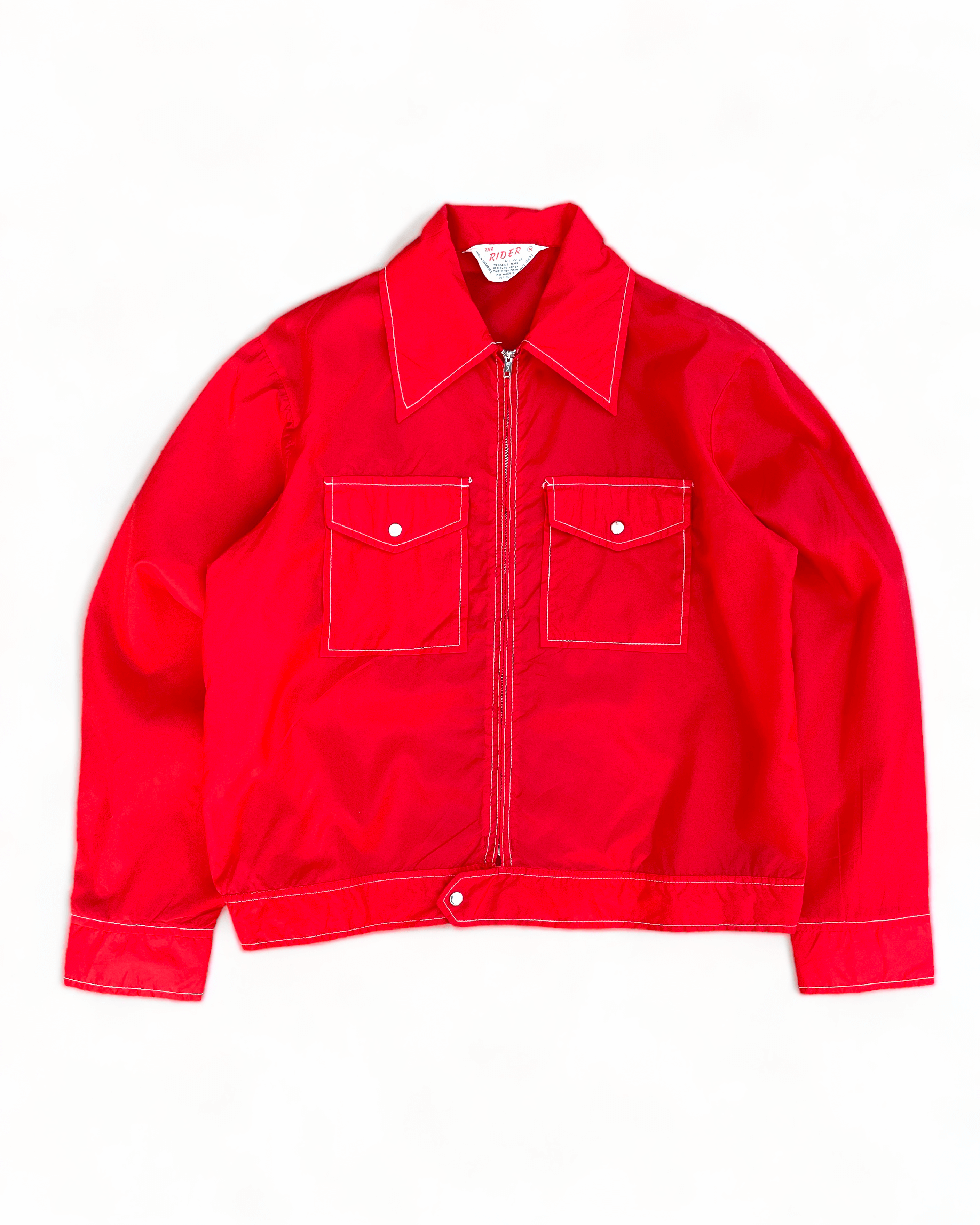 70&#039;s The Rider Red Nylon Short Jacket