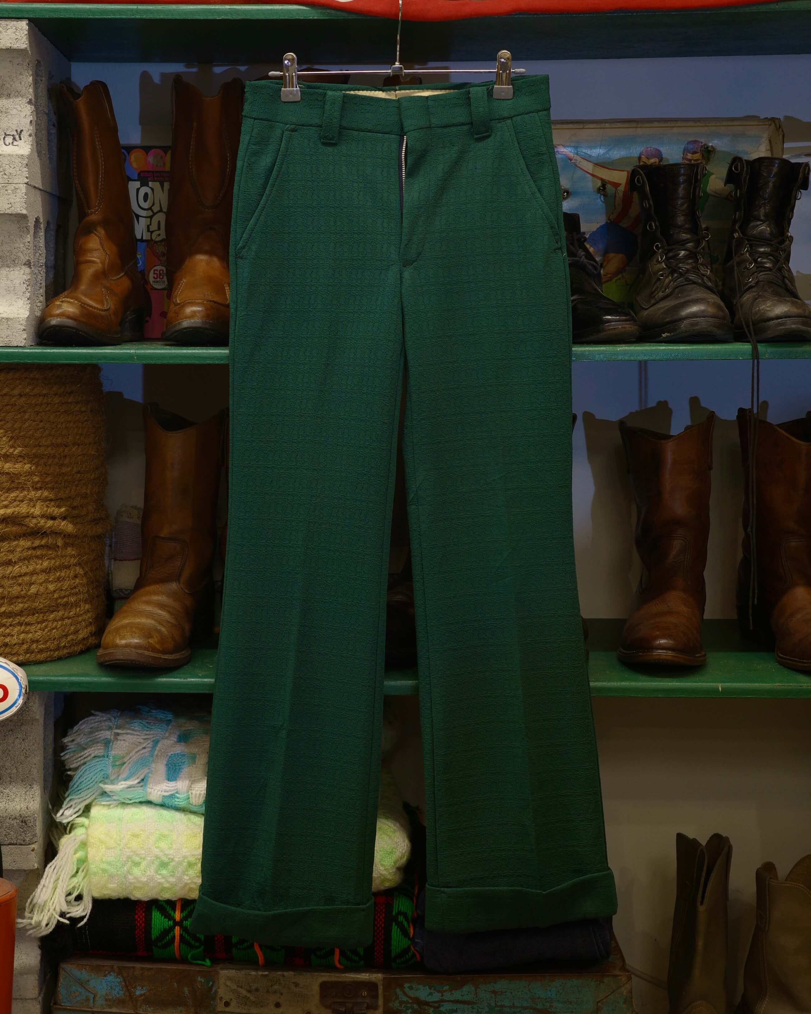 1970&#039;s Unknown American Deep Green Lady Flare Trousers