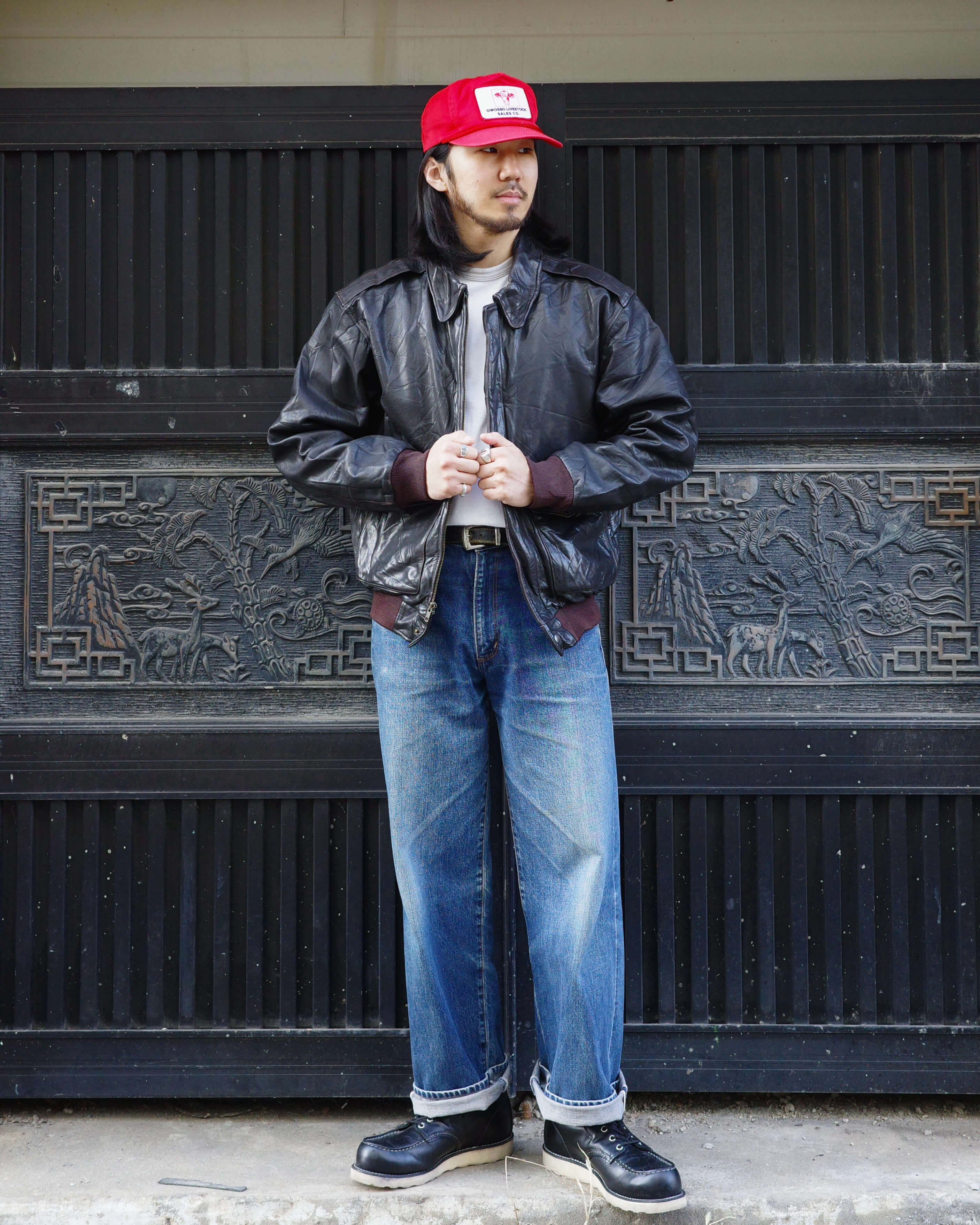 1980 ~ 1990&#039;s North Skin A-2 Flight Leather Jacket