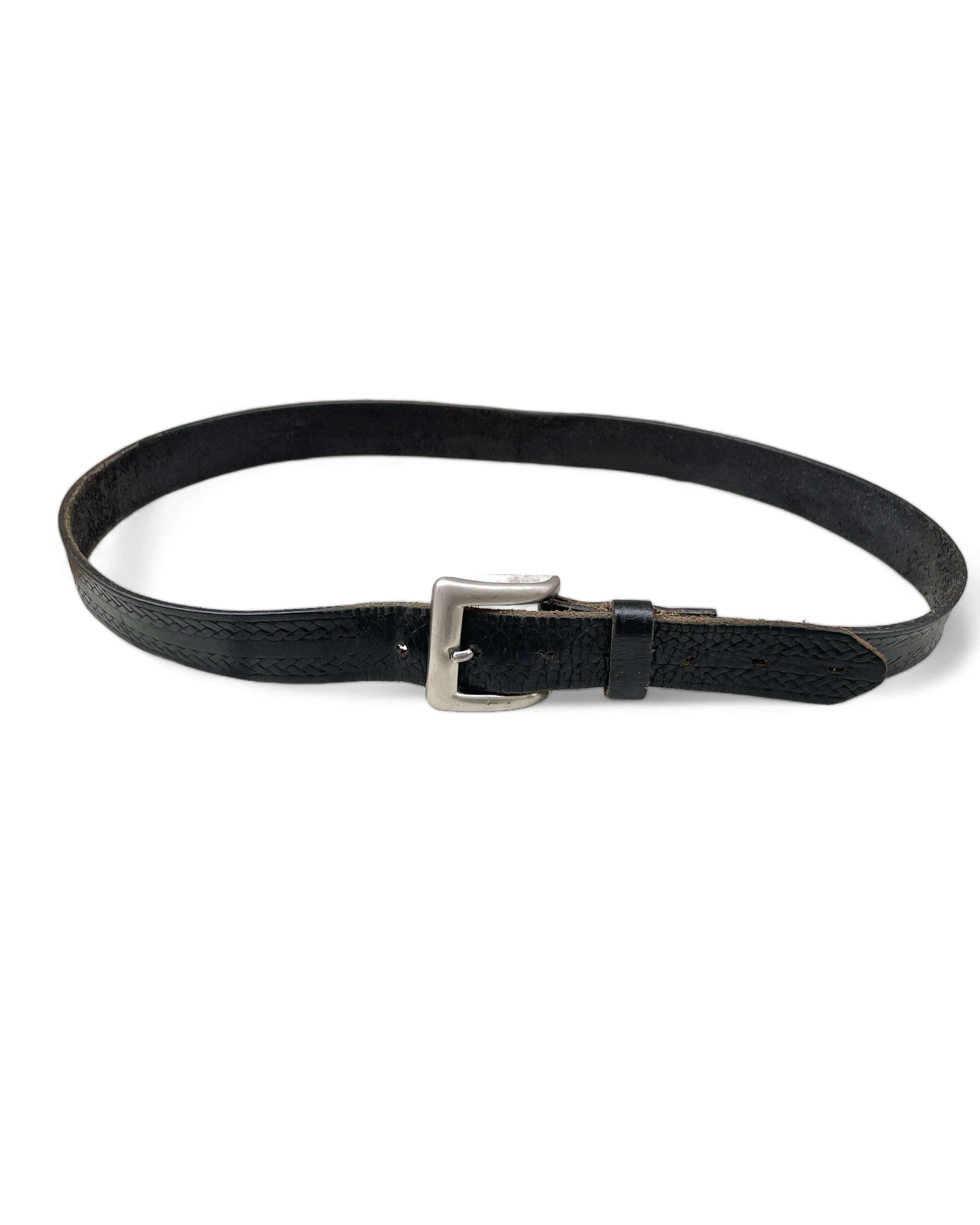 Vintage Black Twist Pattern Leather Belt