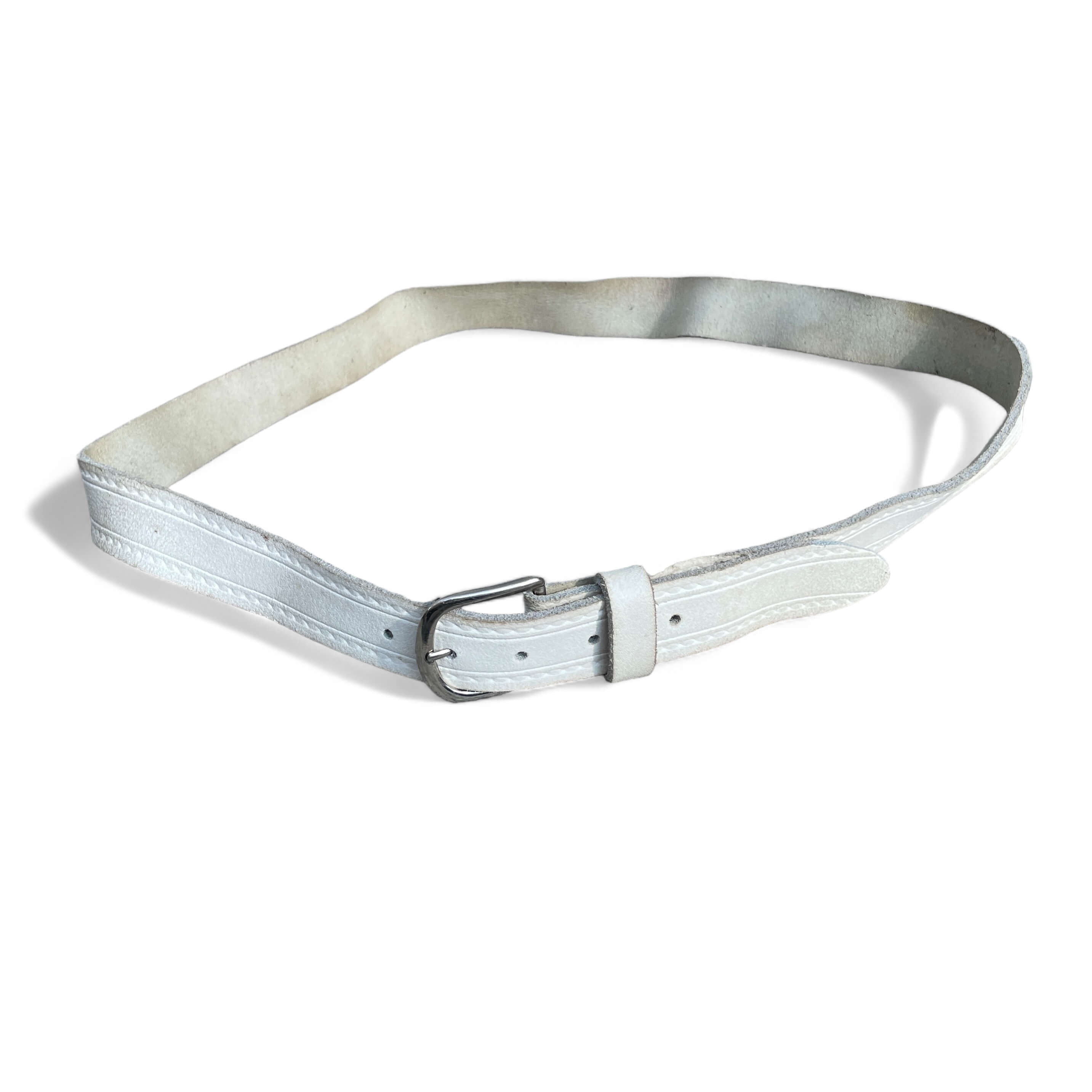 Vintage White Leather Belt