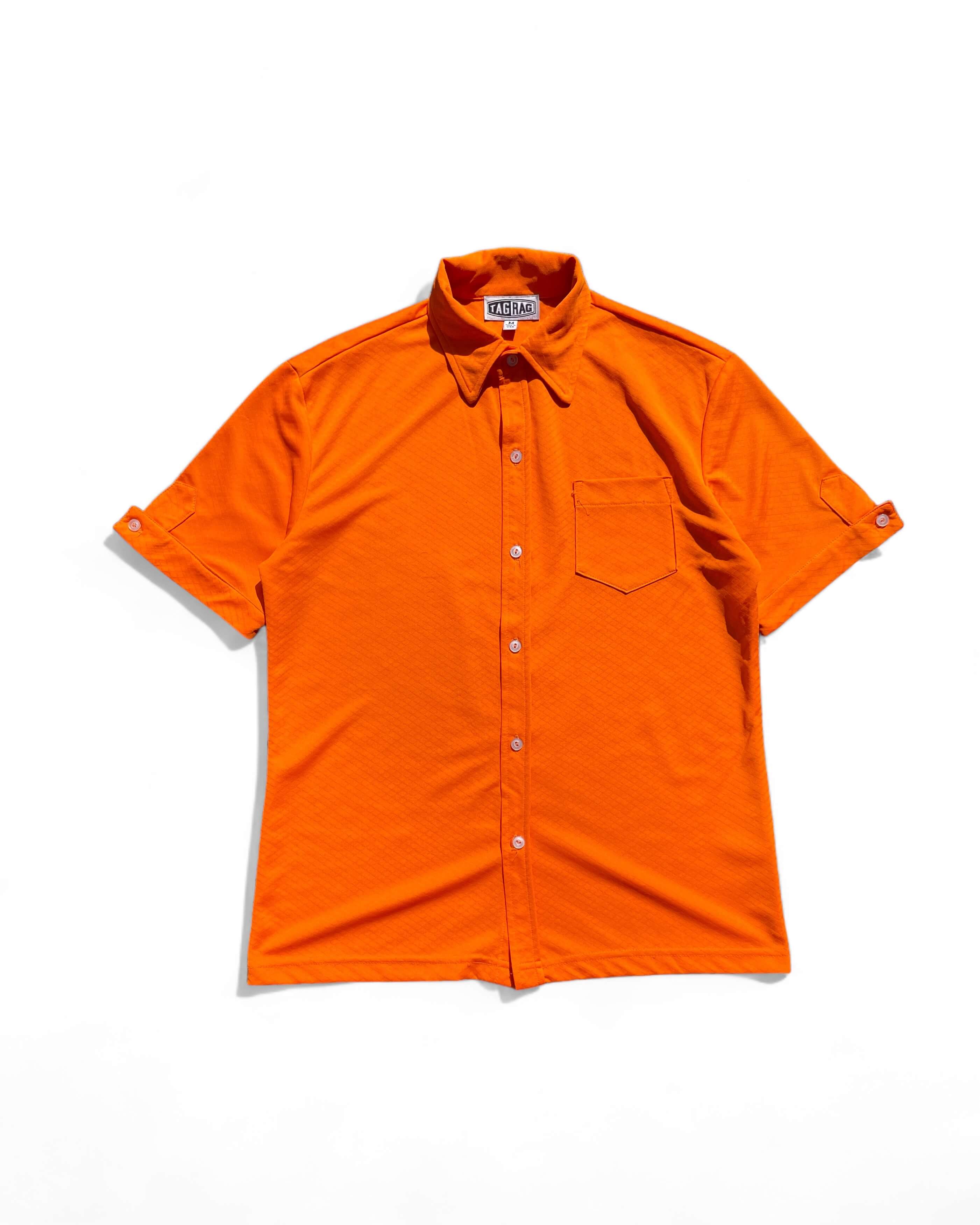 1990&#039;s Tag Rag Orange Diamond Embo Pattern Shirts