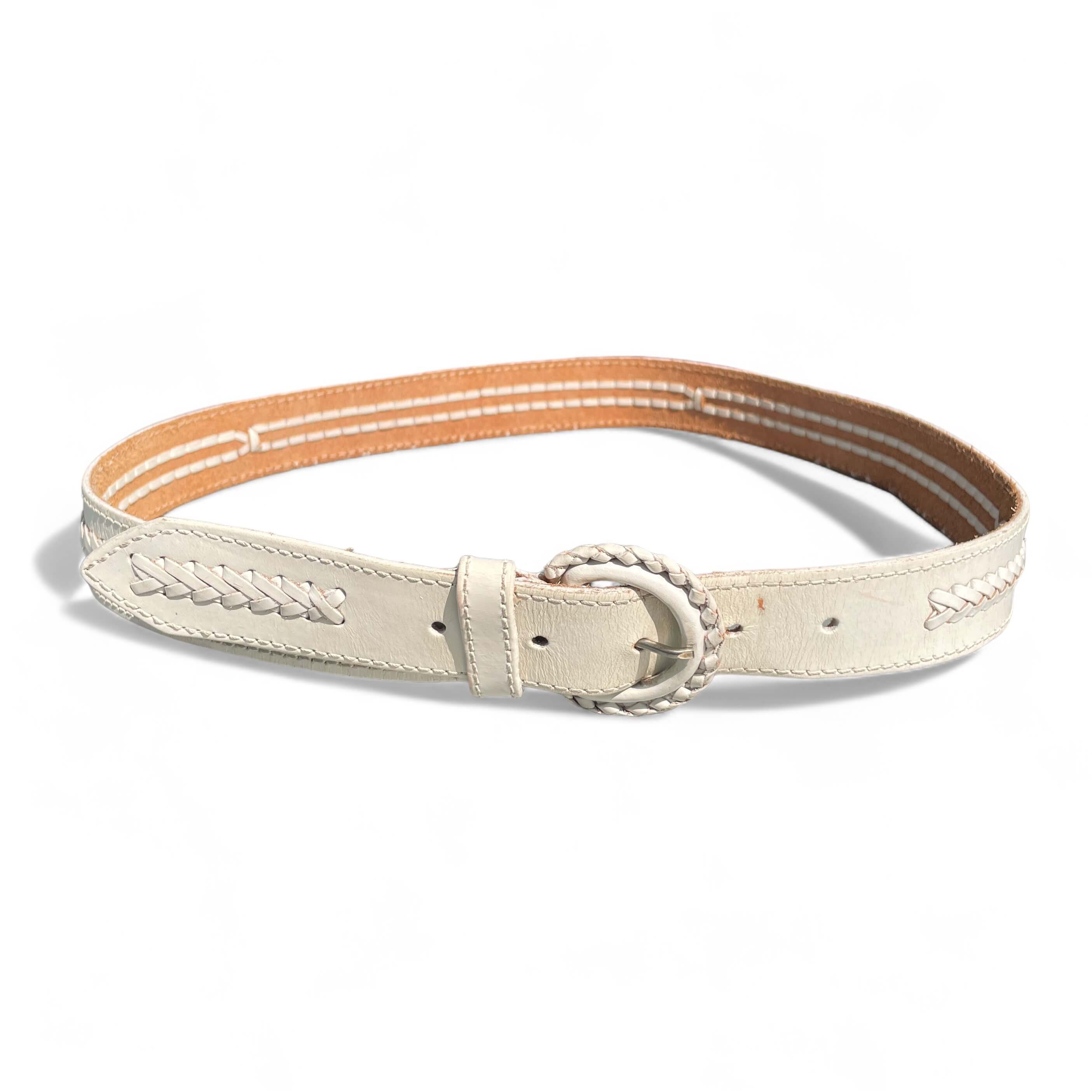 Vintage White Weaving Leather Belt