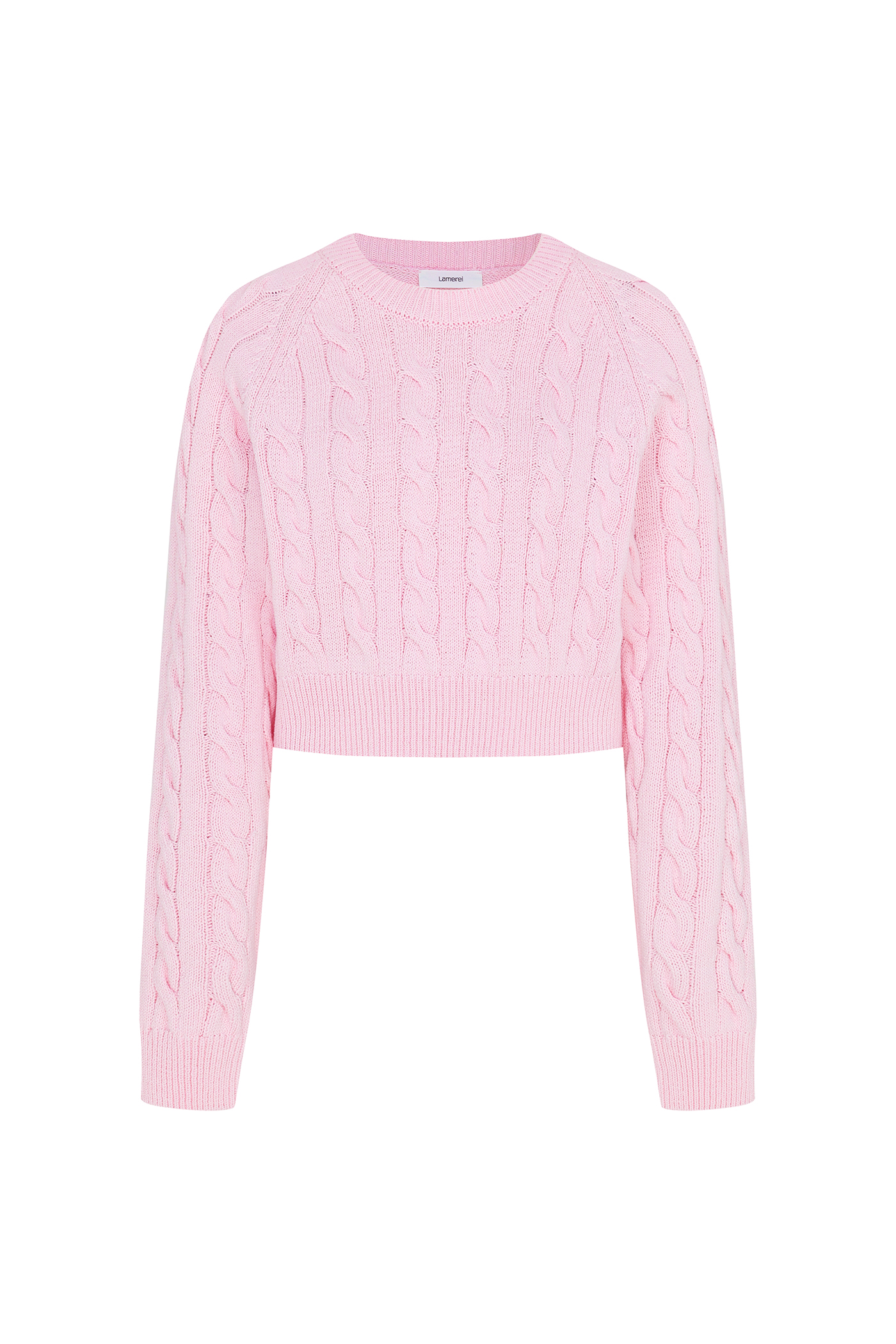 Crop Cable Knit Top[LMBCSPKN182]-Pink