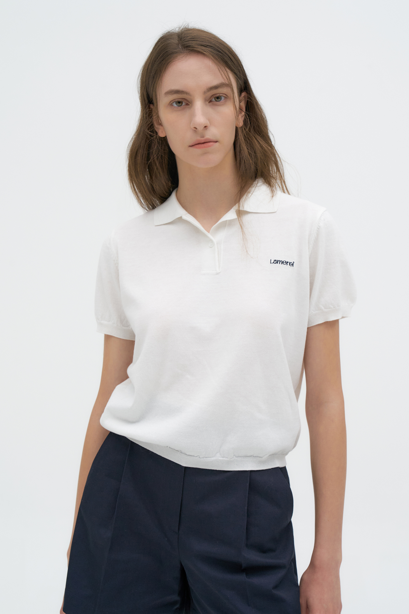 Cotton Polo Shirt[LMBDSUKN247]-Ivory