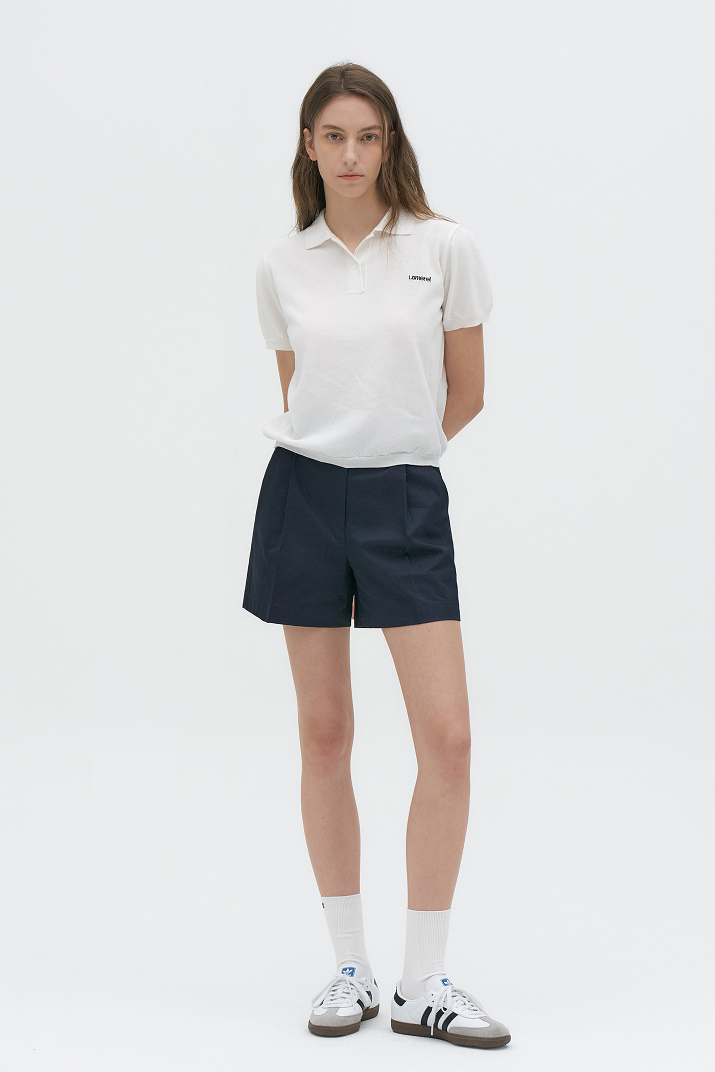 One Tuck Cotton Half Pants[LMBDSUPT504]-Navy