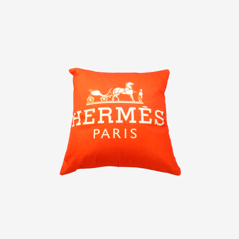 Hermès 레터링 로고 쿠션 커버(주황)