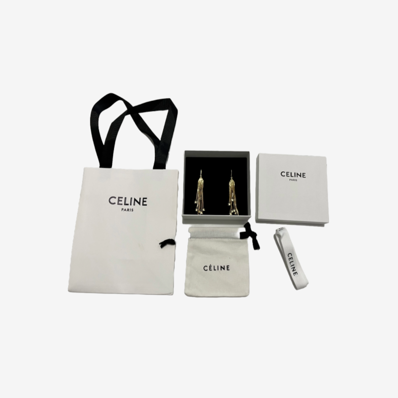 [고퀄] CELINE 셀린느 원터치 드롭 귀걸이 (실버)