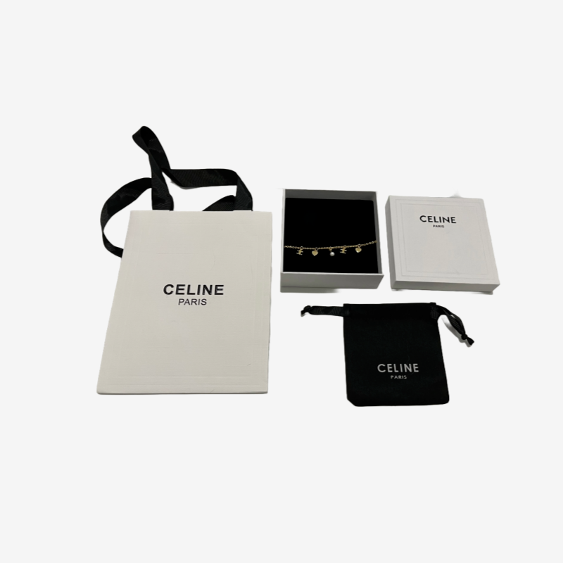 CELINE 셀린느 로고 하트 진주 팔찌(골드)