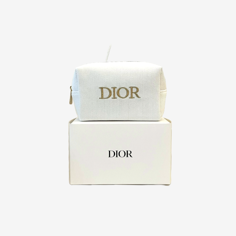 DIOR 로고 자수 파우치(화이트)