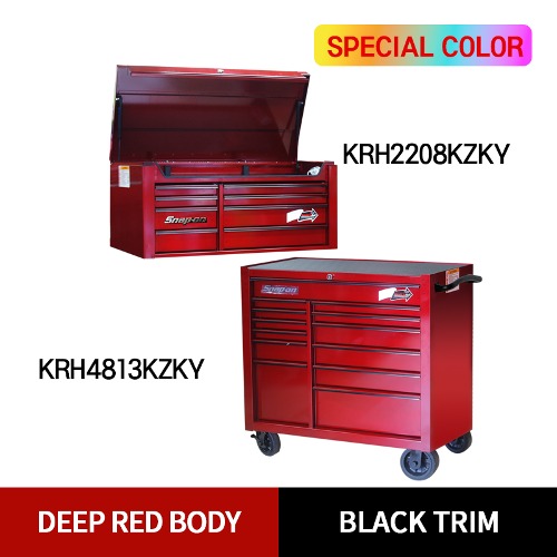 KRH2208KZKY 40&quot; 8 Drawers Top Chest (Deep Red/Black) (상단) &amp; KRH4813KZKY 40&quot; 13 Drawers Double-Bank Roll Cab (Deep Red/Black) (하단) 스냅온 탑 체스트 &amp; 롤 캡 프로용 툴박스 세트상품