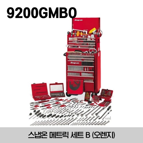 9200GMBO Complete Metric Set B (Orange) 스냅온 메트릭 세트 B (오렌지) : KRA4059FPBO Top Chest + KRA4008FPBO 26&quot; Eight-Drawer Single Bank Roll Cab + 9100AGMO Metric Basic Set A (Orange) + 9000GM2O Add-On Group B (Orange)