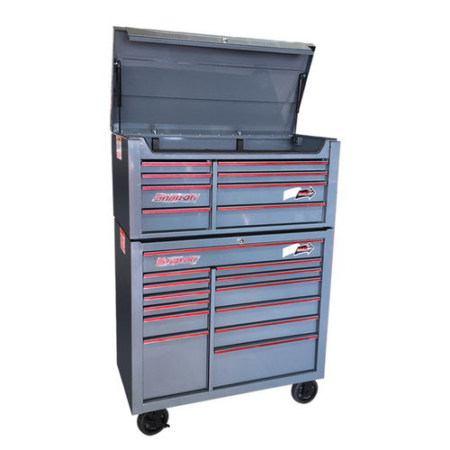 KRH2208KWEQ 40&quot; 8 Drawers Top Chest (Storm Gray/Red) (상단) &amp; KRH4813KWEQ 40&quot; 13 Drawers Single Bank Roll Cab (Storm Gray/Red) (하단) 스냅온 탑 체스트 &amp; 롤 캡 프로용 툴박스 세트상품