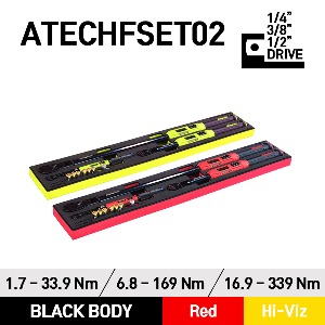 ATECHFSET02 1/4, 3/8 and 1/2&quot; Drive Flex-Head TechAngle®  Torque Wrench Set with PRO-FI™ Organization (3pcs) 스냅온 1/4”,1/2”,3/8”드라이브 테크앵글 토크렌치 폼 세트 (레드/옐로우) / ATECHFSET02R, ATECHFSET02HV