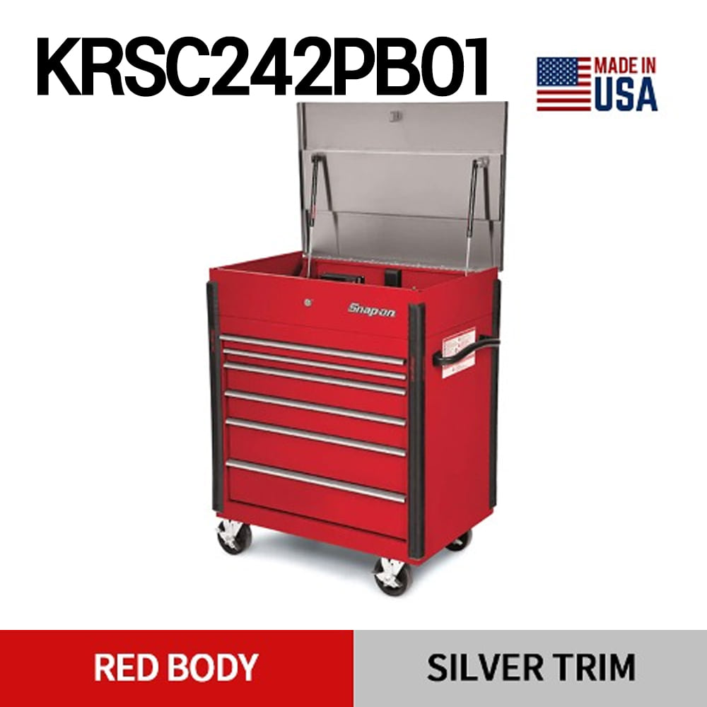 KRSC242PBO1 36&quot; Six-Drawer Heavy-Duty Stainless Steel Top Shop Cart (Red) 스냅온 36인치 6서랍 스텐레스 스틸 탑 카트 (레드)