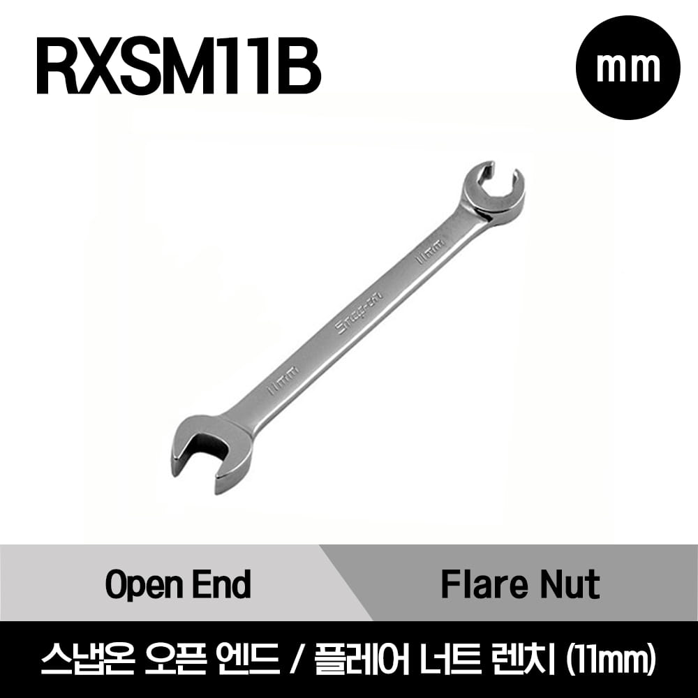 RXSM11B Wrench, Metric, Flare Nut/Open End, 11 mm, 6-Point