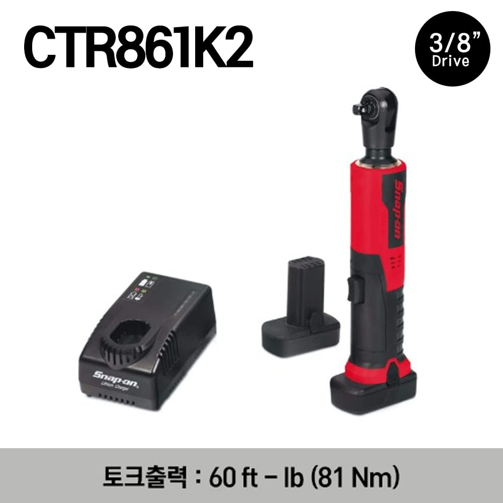 CTR861K2 14.4 V 3/8&quot; Drive Brushless Ratchet Kit (Red) 스냅온 14.4 V 3/8&quot; 드라이브 브러쉬리스 라쳇 키트