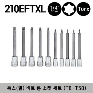 210EFTXL Combination Drive TORX® Bit Long Socket Set (T8-T50) (10 pcs) 스냅온 콤비네이션 드라이브 톡스 비트 롱 소켓 세트 (T8-T50) (10 pcs) - TTXL8E, TTXL10E, TTXL15E, TTXL20E, TTXL25E, FTXL27E, FTXL30E, FTXL40E, FTXL45E, FTXL50E