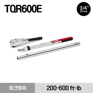 TQR600E 3/4&quot; Drive Adjustable Click-Type Torque Wrench (200-600 ft-lb) (271.2 - 813.6 Nm) 스냅온 3/4&quot; 드라이브 조절식 토크렌치 토르크렌치