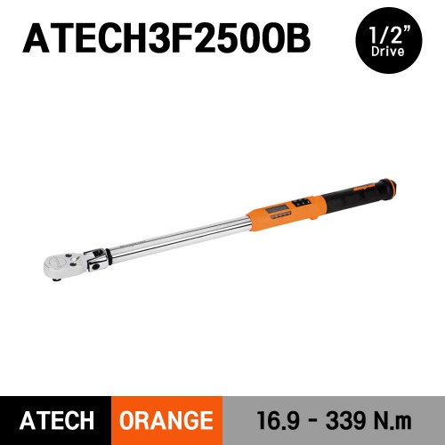 ATECH3F250OB 1/2&quot; Drive TechAngle® Flex-Head Torque Wrench (12.5-250 ft-lb) (16.9-339 Nm) 스냅온 1/2&quot; 드라이브 디지털 토크렌치 토르크렌치 오렌지