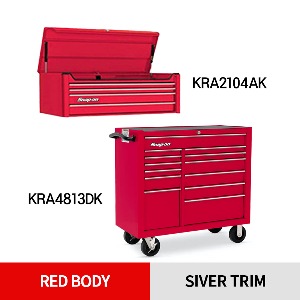 KRA2104AK Top Chest, 4 Drawers, Classic Red (상단) &amp; KRA4813DK Roll Cab, 13 Drawers, Red (하단) 스냅온 탑 체스트 &amp; 롤 캡 프로용 툴박스 세트상품