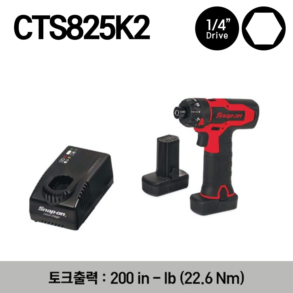 CTS825K2 14.4 V 1/4&quot; Hex MicroLithium Cordless Screwdriver Kit (Red) 스냅온 14.4 V 1/4&quot; 헥스 마이크로리튬 무선 스크류드라이버 키트 (레드)