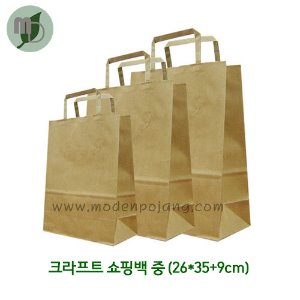 크라프트 쇼핑백 중 (26*35+9cm) 100장