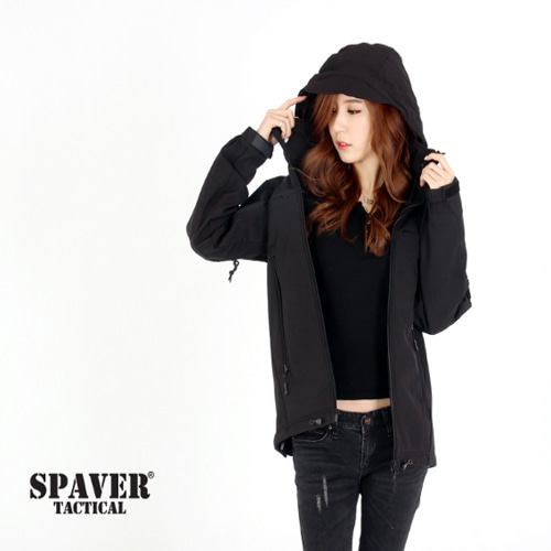 스페이버 어반 소프트쉘 후드 자켓_블랙(Spaver Urban Softshell Hoodie Jacket_Black)