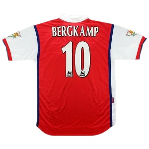 98-99 아스날 Bergkamp #10 Retro Jersey 유니폼 상의 마킹 포함 무료 배송