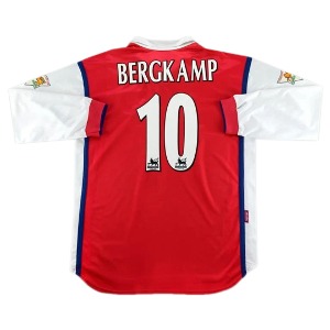 98-99 아스날 Bergkamp #10 Retro Jersey Long Sleev 유니폼 상의 마킹 포함 무료 배송