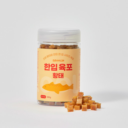 드룰린 한입육포 황태 180g 강아지 간식 훈련용간식