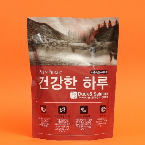 펫츠프라임 건강한 하루 오리 연어&amp;등애등에 1kg 소프트 사료 200g 개별포장 강아지