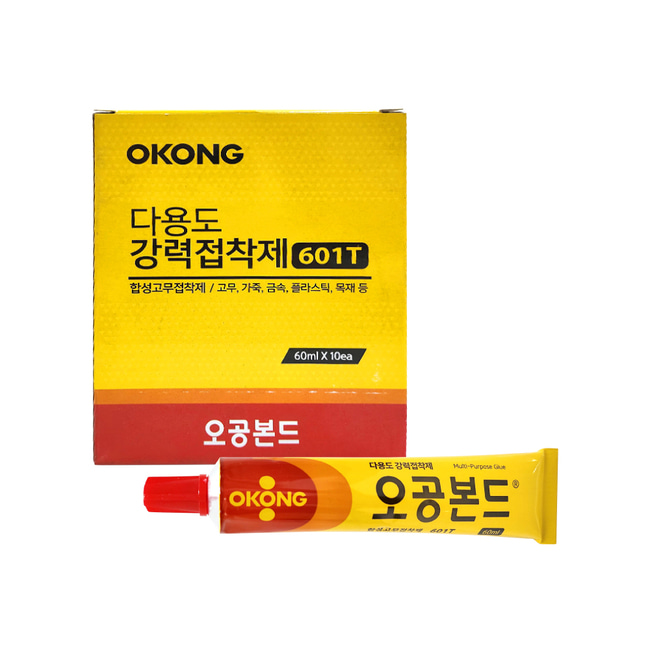 오공 601T_60 공업용 산업용 고무 가죽 본드 접착제 튜브형 60ml 10개