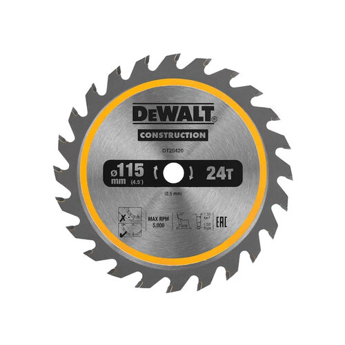 디월트 DT20420 원형톱날 칼날 4.5인치 115mm 24T DCS571용