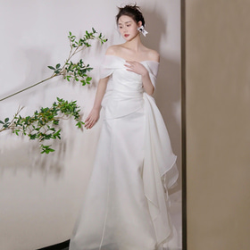 퓨런 셀프 웨딩드레스 2부 드레스 리본 스냅야외촬영 머메이드 제주 드레스