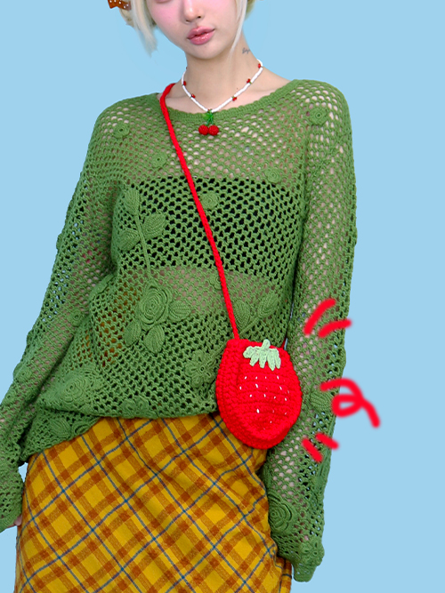 strawberry knit bag (2color)