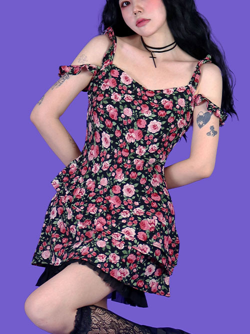 flower night mini dress