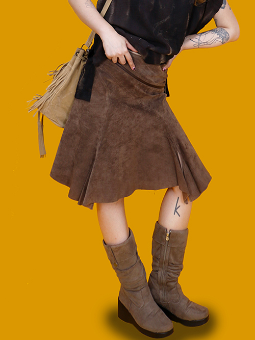 [vintage] leather skirt (돈피가죽)