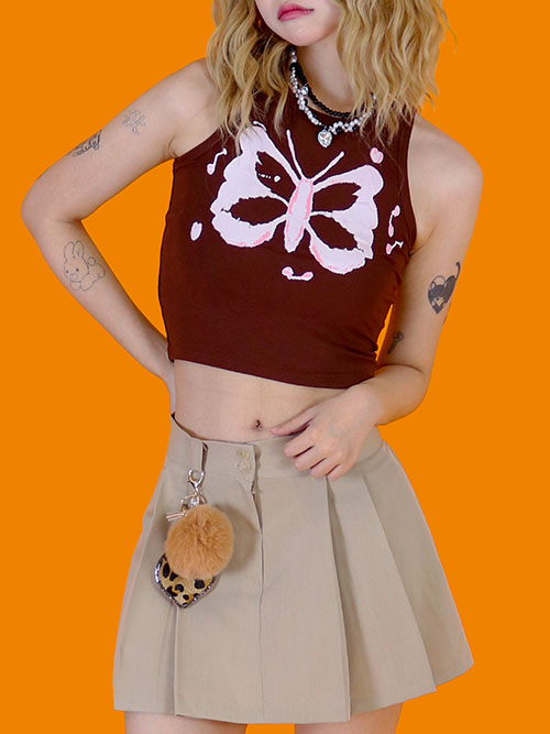 brown butterfly sleeveless