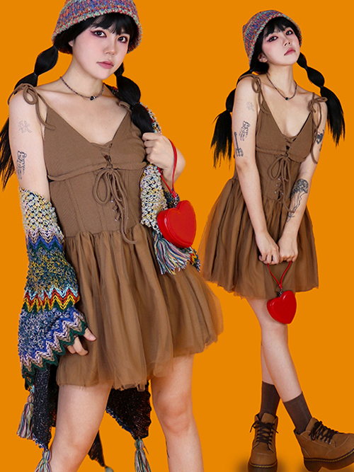 shasha brown mini dress