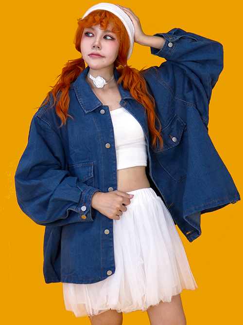 boxy denim washing jacket (2color)