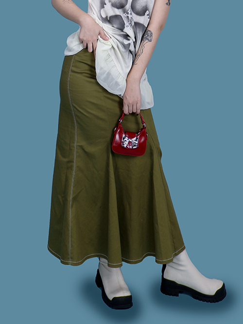 [vintage] khaki mermaid long skirt