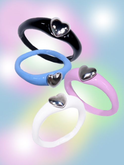 pompom heart ring (4color)