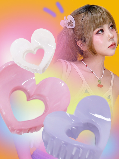 pastel heart hair pin (3color)