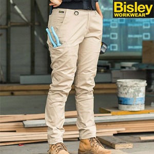 비즐리 워크웨어 여성바지 작업복 bisley BPL6015 미드 라이즈 스트레치 코튼 팬츠