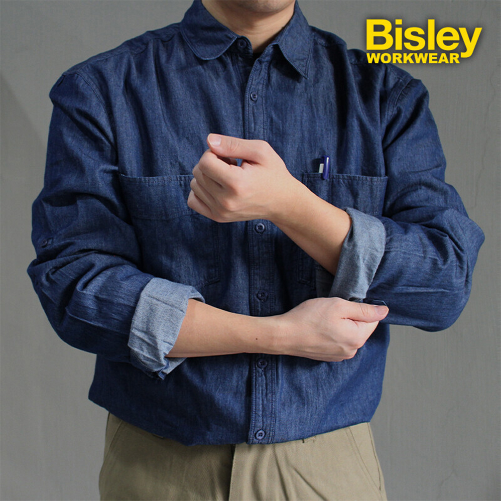 비즐리 워크웨어 남성셔츠 작업복 데님 워크 셔츠 bisley BS6602