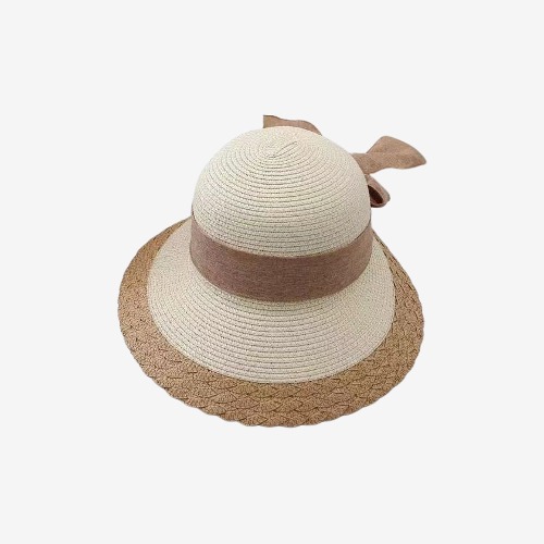 여성 돌돌이 여름 밀짚 라탄 리본 버킷햇 모자(P0000TNK) 2종 세트
